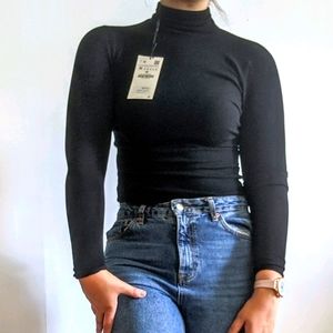 NWT Zara black turtleneck wool bodysuit